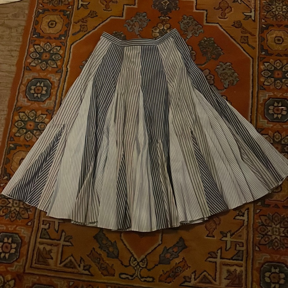 Maeve by Anthropologie blue and white striped full skirt